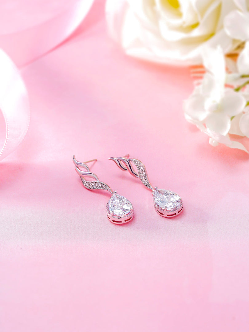 Tear Drop Cubic Zirconia Dangle Earrings, Brass Tear Drop Earrings, Drop Earrings, Dangle Earrings, Cz Dangle earrings