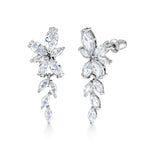 Load image into Gallery viewer, Marquise-Cut Cubic Zirconia  Flower Dangle Earrings, Flower Dangle Earrings, Marquise Dangle Earrings, Cz Dangle Earrings
