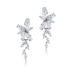 Load image into Gallery viewer, Marquise-Cut Cubic Zirconia  Flower Dangle Earrings, Flower Dangle Earrings, Marquise Dangle Earrings, Cz Dangle Earrings
