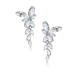 Load image into Gallery viewer, Marquise-Cut Cubic Zirconia  Flower Dangle Earrings, Flower Dangle Earrings, Marquise Dangle Earrings, Cz Dangle Earrings
