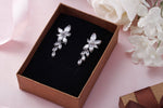 Load image into Gallery viewer, Marquise-Cut Cubic Zirconia  Flower Dangle Earrings, Flower Dangle Earrings, Marquise Dangle Earrings, Cz Dangle Earrings
