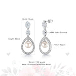 Load image into Gallery viewer, Pearl Dangle Earrings, Cz Dangle Earrings, Dangle Earrings, Pearl And Cz Earrings, Brass Dangle Earrings

