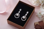 Load image into Gallery viewer, Pearl Dangle Earrings, Cz Dangle Earrings, Dangle Earrings, Pearl And Cz Earrings, Brass Dangle Earrings
