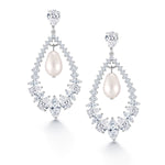Load image into Gallery viewer, Pearl and Marquise Cubic Zirconia Dangle Earrings, Marquise Cz Dangle Earrings, Dangle Earrings, Pearl Earrings, Brass Earrings
