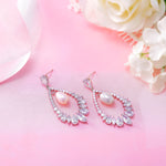 Load image into Gallery viewer, Pearl and Marquise Cubic Zirconia Dangle Earrings, Marquise Cz Dangle Earrings, Dangle Earrings, Pearl Earrings, Brass Earrings
