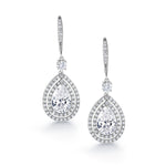 Load image into Gallery viewer, Tear Drop Cubic Zirconia Rhodium Plated Silver Tone Dangle Earrings, Teardrop Cz Dangle Earrings, Fish Hook Dangle Earrings, Brass Dangle Earrings
