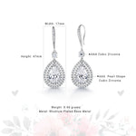 Load image into Gallery viewer, Tear Drop Cubic Zirconia Rhodium Plated Silver Tone Dangle Earrings, Teardrop Cz Dangle Earrings, Fish Hook Dangle Earrings, Brass Dangle Earrings
