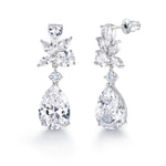 Load image into Gallery viewer, Pear Shape Bridal CZ Dangle Earrings, Cz Dangle Earrings, Dangle Earrings, Brass Dangle Earrings, Marquise Cz Earrings
