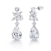 Pear Shape Bridal CZ Dangle Earrings, Cz Dangle Earrings, Dangle Earrings, Brass Dangle Earrings, Marquise Cz Earrings