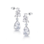 Load image into Gallery viewer, Pear Shape Bridal CZ Dangle Earrings, Cz Dangle Earrings, Dangle Earrings, Brass Dangle Earrings, Marquise Cz Earrings
