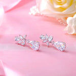 Load image into Gallery viewer, Pear Shape Bridal CZ Dangle Earrings, Cz Dangle Earrings, Dangle Earrings, Brass Dangle Earrings, Marquise Cz Earrings
