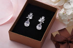 Load image into Gallery viewer, Pear Shape Bridal CZ Dangle Earrings, Cz Dangle Earrings, Dangle Earrings, Brass Dangle Earrings, Marquise Cz Earrings
