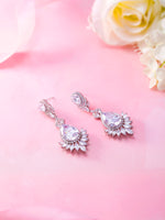 Load image into Gallery viewer, Wedding Teardrop Chandelier CZ Dangle Earrings, Victorian Style Teardrop Earrings, Pear Shape Dangle Earrings, Push Back Drop Earrings, Multi Shape Cz Earrings
