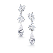 Wedding Teardrop with Marquise CZ Dangle Earrings, CZ Earrings, Teardrop Earrings, Multi Shape Cz Earrings, Push Back Drop Earrings, Bridal Earrings, Water Drop Earrings, Rain Drop Earrings