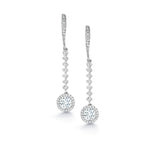 Load image into Gallery viewer, Long Drop Halo Dangle Earrings, Halo CZ Earrings, Fish Hook Earrings, Drop Earrings, Cz Dangle Earrings, Hook Earrings, Cz Earrings, Long Dangle Earrings, Wedding Earrings
