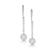 Long Drop Halo Dangle Earrings, Halo CZ Earrings, Fish Hook Earrings, Drop Earrings, Cz Dangle Earrings, Hook Earrings, Cz Earrings, Long Dangle Earrings, Wedding Earrings