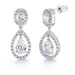 Load image into Gallery viewer, Teardrop Cz Dangle Earrings, Cz Dangle Earrings, Dangle Earrings, Brass Dangle Earrings
