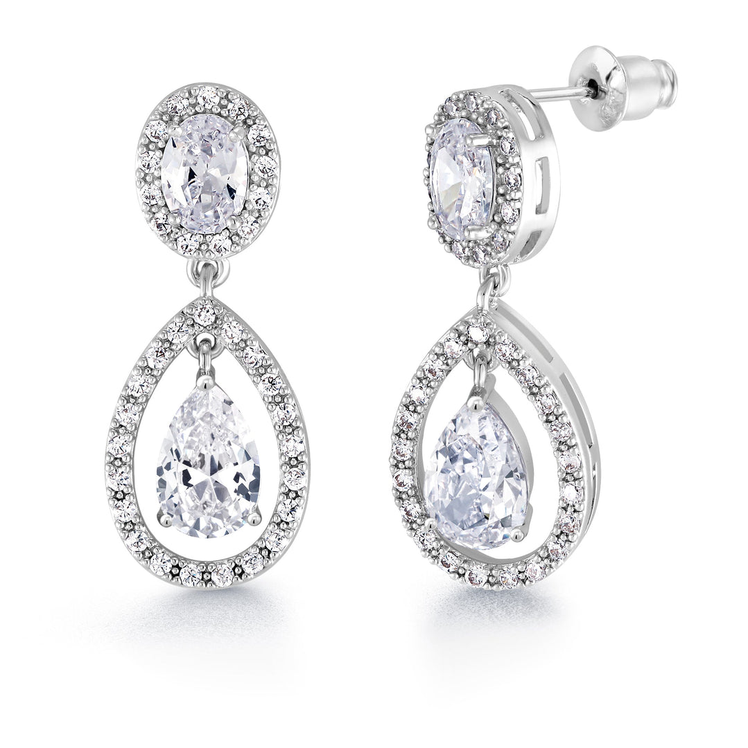 Teardrop Cz Dangle Earrings, Cz Dangle Earrings, Dangle Earrings, Brass Dangle Earrings