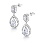 Load image into Gallery viewer, Teardrop Cz Dangle Earrings, Cz Dangle Earrings, Dangle Earrings, Brass Dangle Earrings
