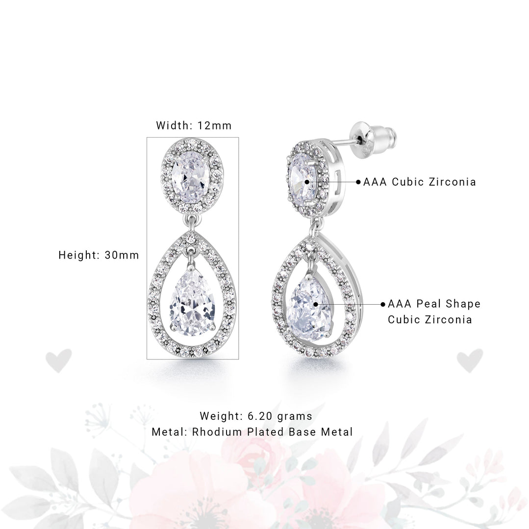 Teardrop Cz Dangle Earrings, Cz Dangle Earrings, Dangle Earrings, Brass Dangle Earrings