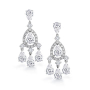 Teardrop Chandelier Design Wedding Dangle Earrings, Pear Shape Earrings, CZ Halo Earrings, Chandelier Drop Earrings, Push Back Drop Earrings, Brass Cz Earrings