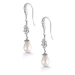Load image into Gallery viewer, Freshwater Cultured Pearl Star Design Dangle Earrings, Wedding Dangle Earrings, Pearl Dangle Earrings, Cz Dangle Earrings, Fishhook Dangle earrings
