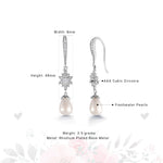 Load image into Gallery viewer, Freshwater Cultured Pearl Star Design Dangle Earrings, Wedding Dangle Earrings, Pearl Dangle Earrings, Cz Dangle Earrings, Fishhook Dangle earrings

