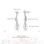 Load image into Gallery viewer, Freshwater Cultural Pearl Marquies CZ Flower Earrings, Pearl Dangle Earrings, Cz Dangle Earrings, Brass Dangle earrings
