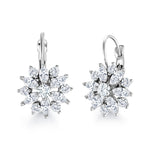 Load image into Gallery viewer, Flower Design Marquise Earrings, Marquise Cz Dangle Earrings, Wedding Dangle Earrings, Brass Dangle Earrings

