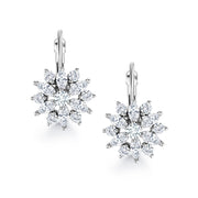 Flower Design Marquise Earrings, Marquise Cz Dangle Earrings, Wedding Dangle Earrings, Brass Dangle Earrings