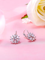 Load image into Gallery viewer, Flower Design Marquise Earrings, Marquise Cz Dangle Earrings, Wedding Dangle Earrings, Brass Dangle Earrings
