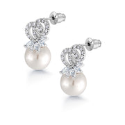 Pearl And CZ Stud Earrings For Women, Wedding Pearl And Cz Stud Earrings, Perfect For Any Occasion