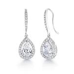 Load image into Gallery viewer, Wedding Tear Drop Cz Rhodium Plated Silver Tone Earrings, Pear Shape Earrings, Dangle Earrings, Tear Drop Earrings, Water Drop Earrings, Rain Drop Earrings, Drop Earrings
