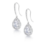 Load image into Gallery viewer, Wedding Tear Drop Cz Rhodium Plated Silver Tone Earrings, Pear Shape Earrings, Dangle Earrings, Tear Drop Earrings, Water Drop Earrings, Rain Drop Earrings, Drop Earrings
