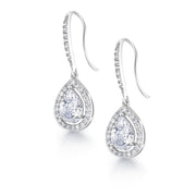 Wedding Tear Drop Cz Rhodium Plated Silver Tone Earrings, Pear Shape Earrings, Dangle Earrings, Tear Drop Earrings, Water Drop Earrings, Rain Drop Earrings, Drop Earrings