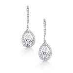 Load image into Gallery viewer, Wedding Tear Drop Cz Rhodium Plated Silver Tone Earrings, Pear Shape Earrings, Dangle Earrings, Tear Drop Earrings, Water Drop Earrings, Rain Drop Earrings, Drop Earrings
