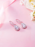 Load image into Gallery viewer, Wedding Tear Drop Cz Rhodium Plated Silver Tone Earrings, Pear Shape Earrings, Dangle Earrings, Tear Drop Earrings, Water Drop Earrings, Rain Drop Earrings, Drop Earrings
