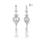 Load image into Gallery viewer, Freshwater Cultural Pearl Wedding Earrings, Weddings Dangle Earrings, Pearl Dangle Earrings, Cz Dangle Earrings, Brass Earrings
