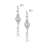 Load image into Gallery viewer, Freshwater Cultural Pearl Wedding Earrings, Weddings Dangle Earrings, Pearl Dangle Earrings, Cz Dangle Earrings, Brass Earrings
