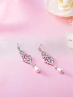 Load image into Gallery viewer, Freshwater Cultural Pearl Wedding Earrings, Weddings Dangle Earrings, Pearl Dangle Earrings, Cz Dangle Earrings, Brass Earrings
