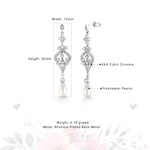 Load image into Gallery viewer, Freshwater Cultural Pearl Wedding Earrings, Weddings Dangle Earrings, Pearl Dangle Earrings, Cz Dangle Earrings, Brass Earrings
