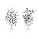 Load image into Gallery viewer, Wedding Flower Design Marquise and Round CZ Studs Earrings, Marquise Earrings, Cz Earrings, Multi Cz Earrings, Push back Earrings, Brass Earrings
