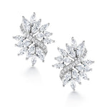 Load image into Gallery viewer, Wedding Flower Design Marquise and Round CZ Studs Earrings, Marquise Earrings, Cz Earrings, Multi Cz Earrings, Push back Earrings, Brass Earrings
