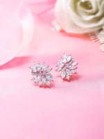 Load image into Gallery viewer, Wedding Flower Design Marquise and Round CZ Studs Earrings, Marquise Earrings, Cz Earrings, Multi Cz Earrings, Push back Earrings, Brass Earrings
