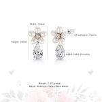 Load image into Gallery viewer, Teardrop CZ Flower Design Wedding Earrings, Flower Stud Earrings, Cz Dangle Earrings, Pearl Dangle Earrings, Teardrop Cz Dangle Earrings
