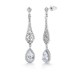 Load image into Gallery viewer, Wedding  Chandelier CZ Dangle Earrings, Halo Dangle Earrings, Cz Dangle Earrings, Chandelier Dangle Earrings, Brass Dangle Earrings
