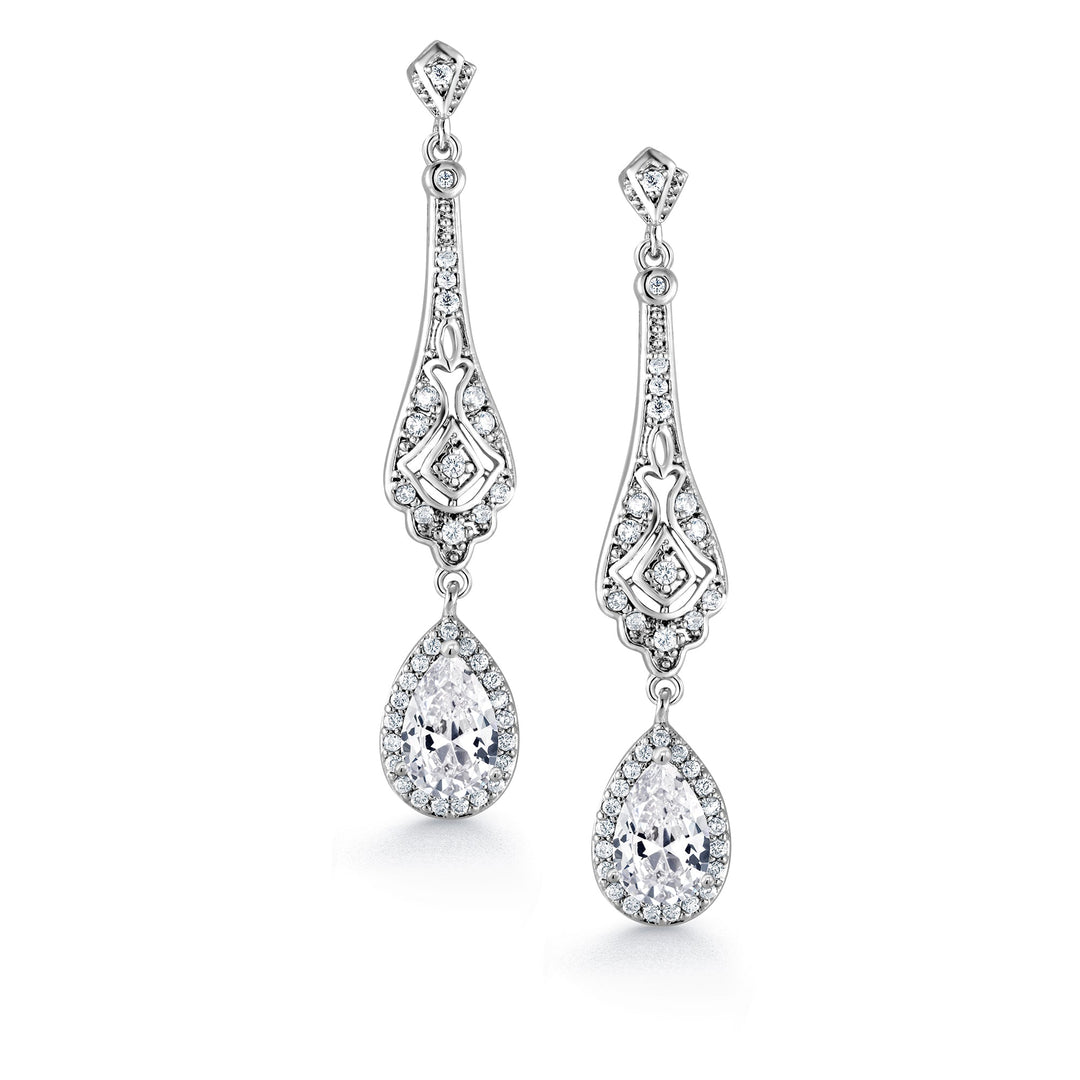 Wedding  Chandelier CZ Dangle Earrings, Halo Dangle Earrings, Cz Dangle Earrings, Chandelier Dangle Earrings, Brass Dangle Earrings