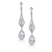 Wedding  Chandelier CZ Dangle Earrings, Halo Dangle Earrings, Cz Dangle Earrings, Chandelier Dangle Earrings, Brass Dangle Earrings