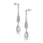 Load image into Gallery viewer, Wedding  Chandelier CZ Dangle Earrings, Halo Dangle Earrings, Cz Dangle Earrings, Chandelier Dangle Earrings, Brass Dangle Earrings
