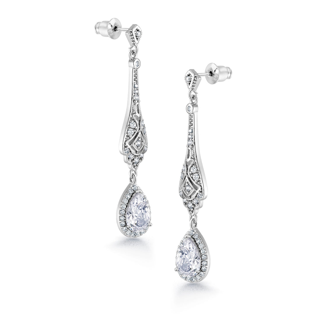Wedding  Chandelier CZ Dangle Earrings, Halo Dangle Earrings, Cz Dangle Earrings, Chandelier Dangle Earrings, Brass Dangle Earrings